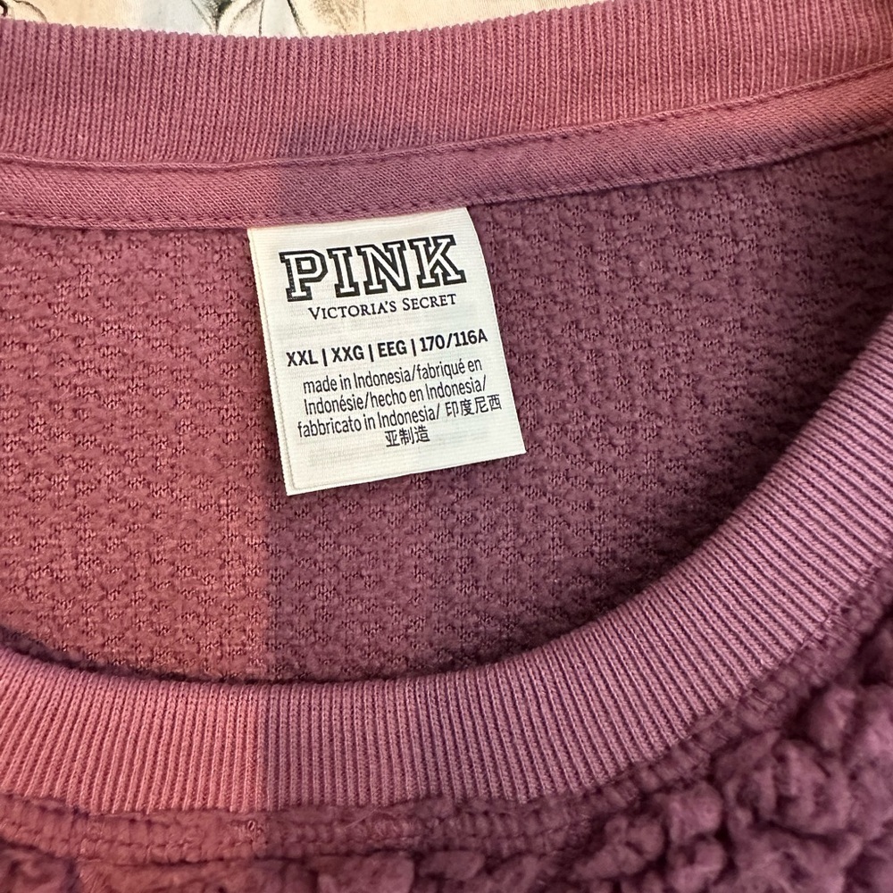 PINK Victoria’s Secret- Cozy Purple Sherpa Sweatshirt - Picture 3 of 3